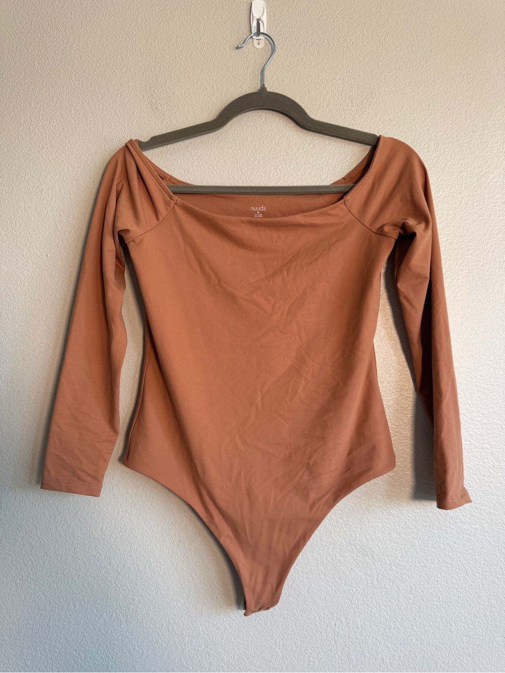 NUUDS Off the Shoulder Bodysuit in Terracotta - M